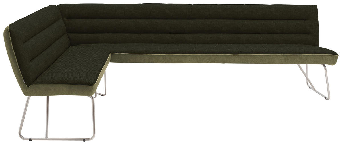 ECKBANK in Metall, Textil Grün, Edelstahlfarben  - Edelstahlfarben/Grün, Design, Textil/Metall (174/274cm) - Dieter Knoll