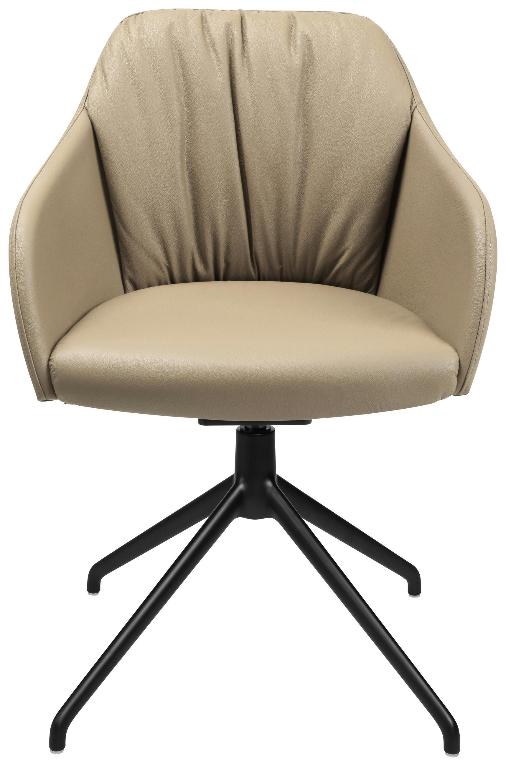 ARMLEHNSTUHL  in Aluminium Echtleder pigmentiert  - Beige/Schwarz, Design, Leder/Metall (58/81,5-84,5/60cm) - Johann Jakob
