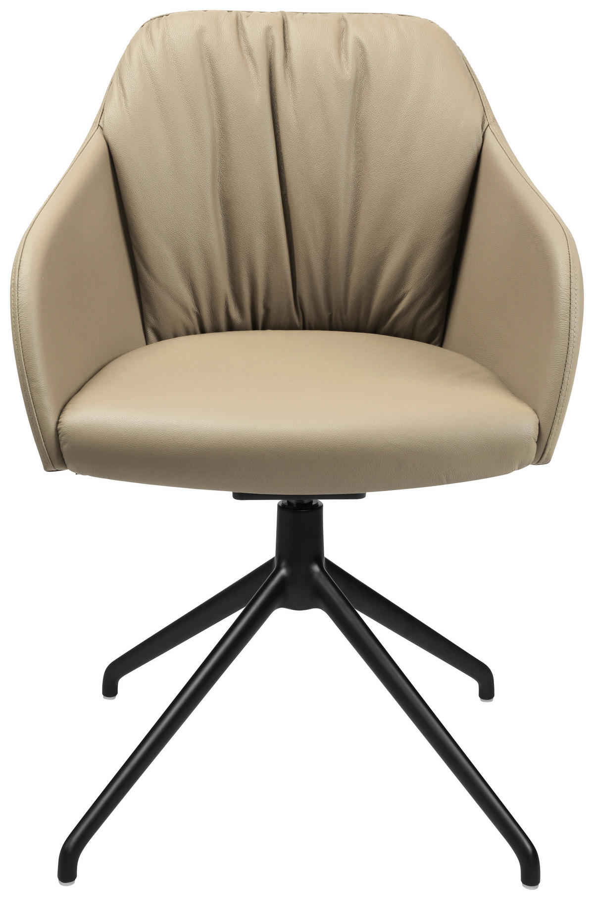 ARMLEHNSTUHL  in Aluminium Echtleder pigmentiert  - Beige/Schwarz, Design, Leder/Metall (58/81,5-84,5/60cm) - Johann Jakob