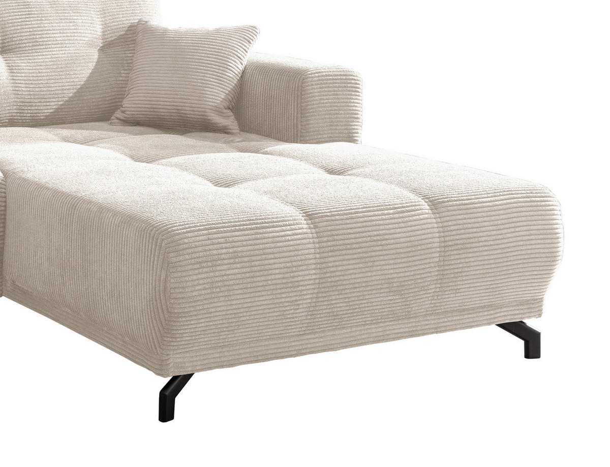 ECKSOFA Cord Beige  - Beige/Schwarz, Modern, Holz/Textil (246/177cm) - MID.YOU