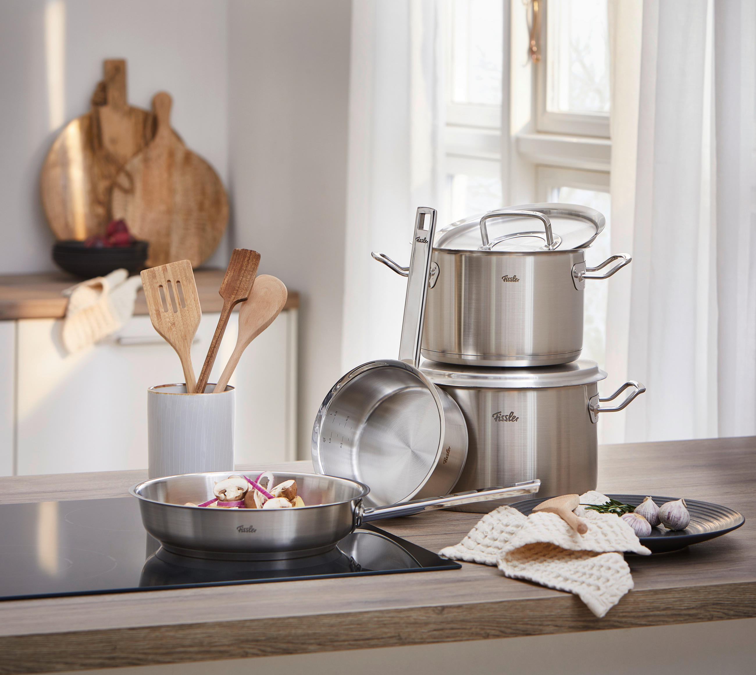 SET ŠERPI 4 dela  - srebrna, Osnovno - Fissler