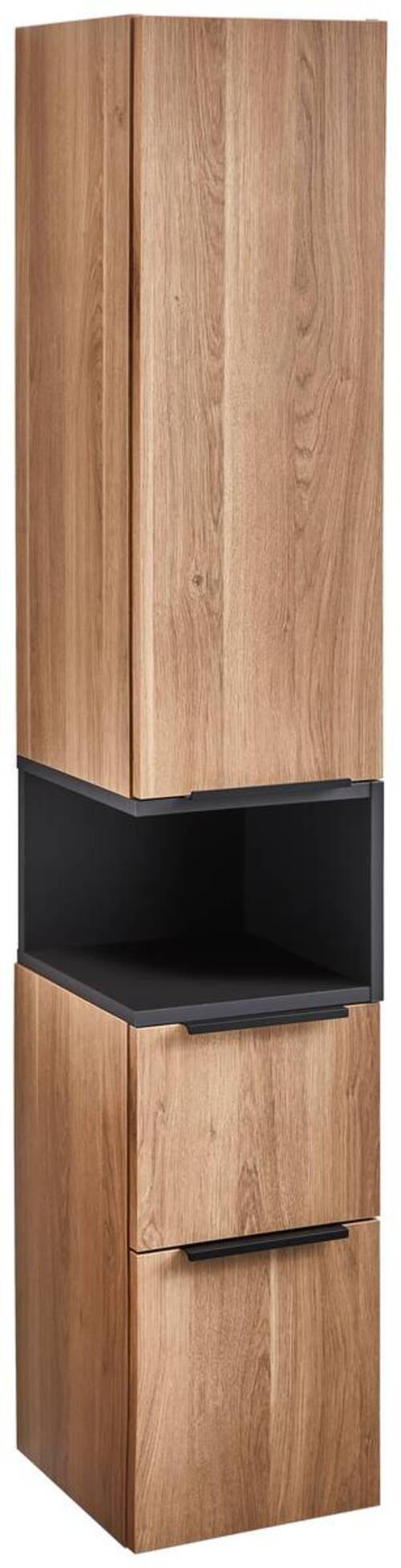HOCHSCHRANK 30/160/30 cm  - Eichefarben/Schwarz, Design, Glas/Holzwerkstoff (30/160/30cm) - Novel