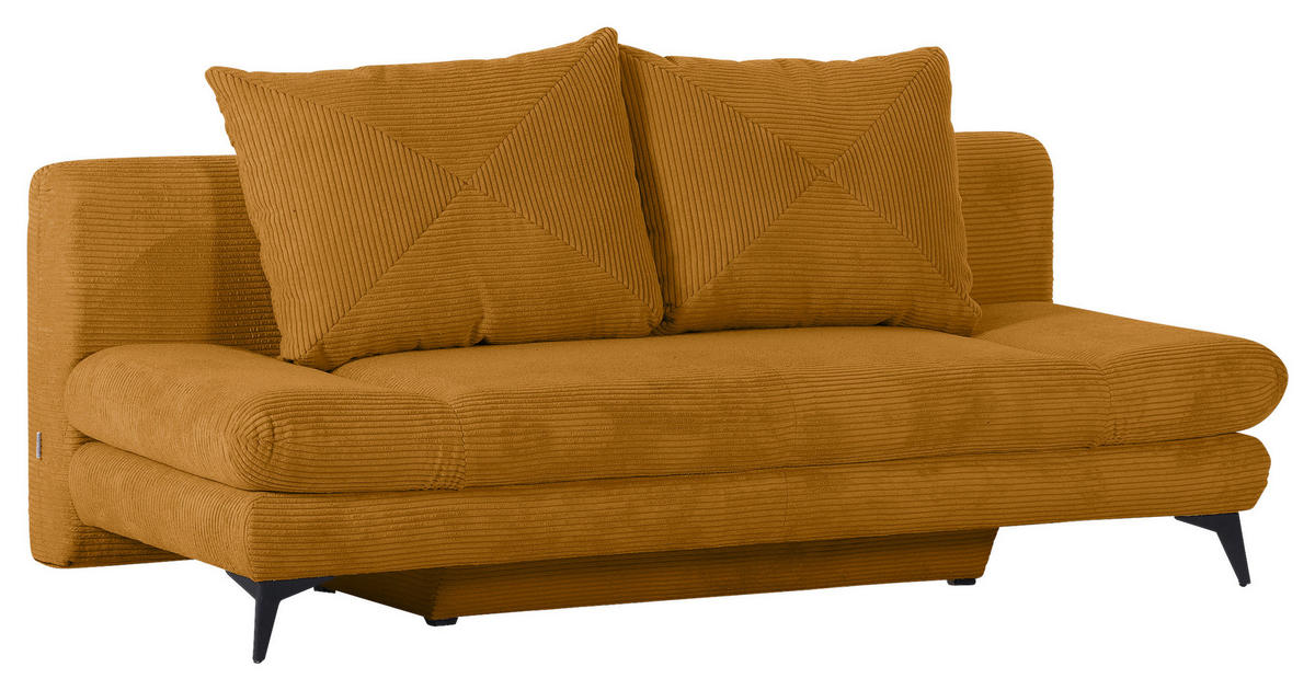 SCHLAFSOFA in Cord Dunkelgelb  - Dunkelgelb/Schwarz, Konventionell, Textil/Metall (200/78/95cm) - home24