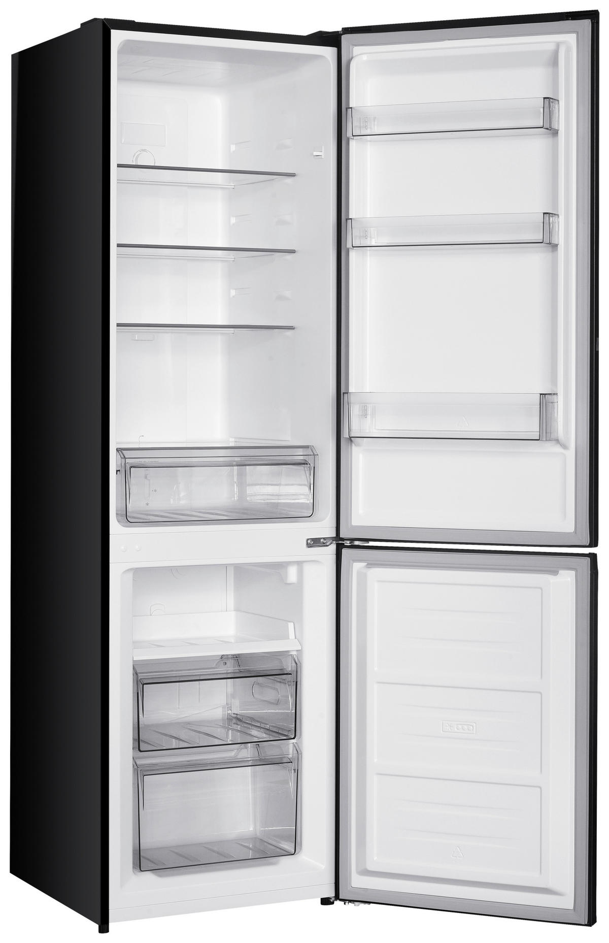 KÜHL-GEFRIER-KOMBINATION SKHBMF55NFSD  - Schwarz, Basics, Glas/Kunststoff (55/180/58,5cm) - Mican