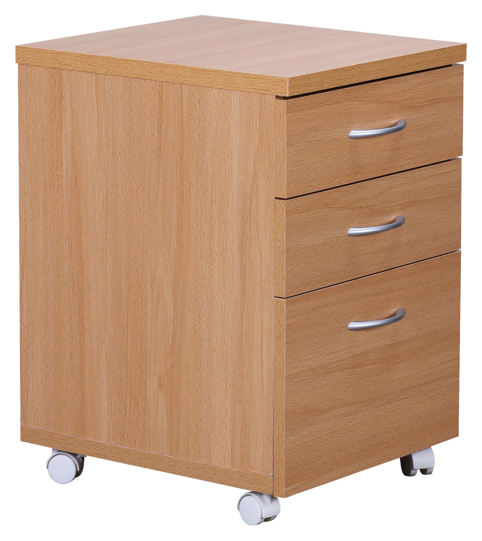 ROLLCONTAINER Buchefarben  - Silberfarben/Buchefarben, KONVENTIONELL, Holzwerkstoff/Kunststoff (40/60/45cm) - MID.YOU