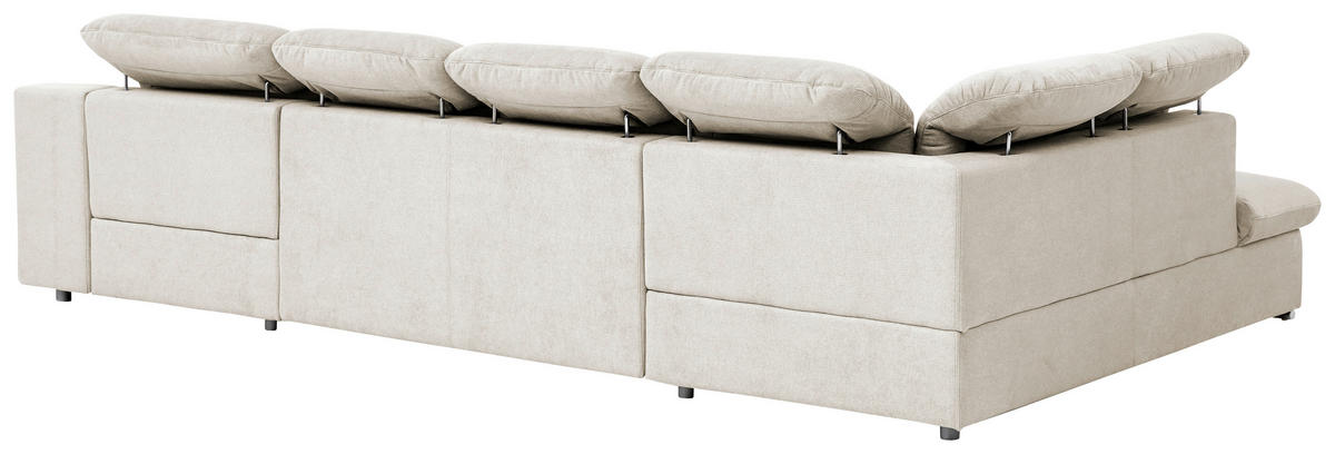 WOHNLANDSCHAFT in Chenille Creme  - Chromfarben/Creme, Design, Textil/Metall (212/353/165cm) - Livetastic
