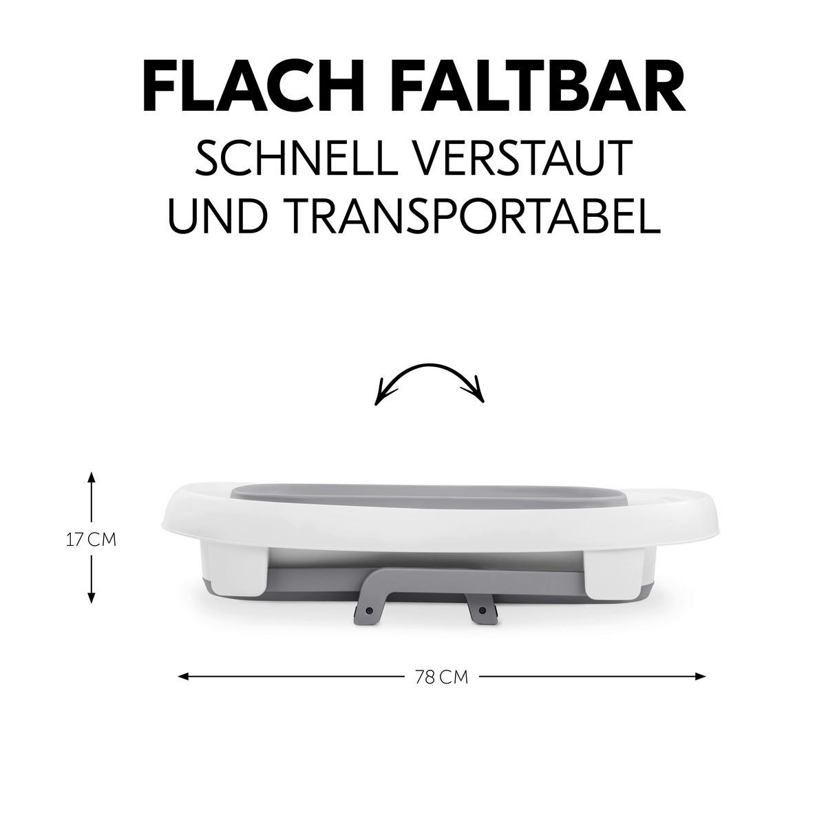 BABYBADEWANNE Wash N Fold  - Hellgrau/Weiß, Basics, Kunststoff (56/44/78cm) - Hauck