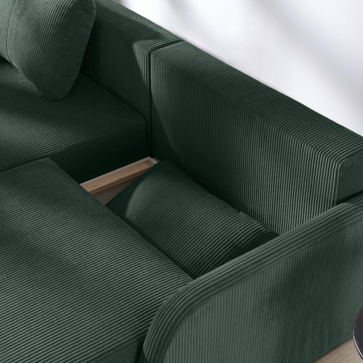 KUTNA GARNITURA tekstil  tamno zelena   - tamno zelena/crna, Konvencionalno, tekstil/plastika (217/146cm) - Carryhome