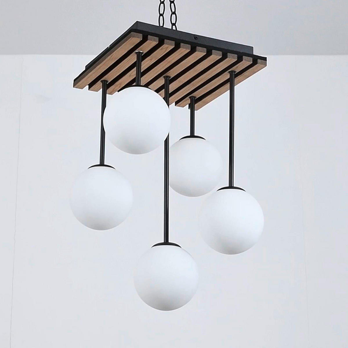 HÄNGELEUCHTE 38/39/59 cm   - Eichefarben/Schwarz, Trend, Glas/Holzwerkstoff (38/39/59cm) - Collet's Monde