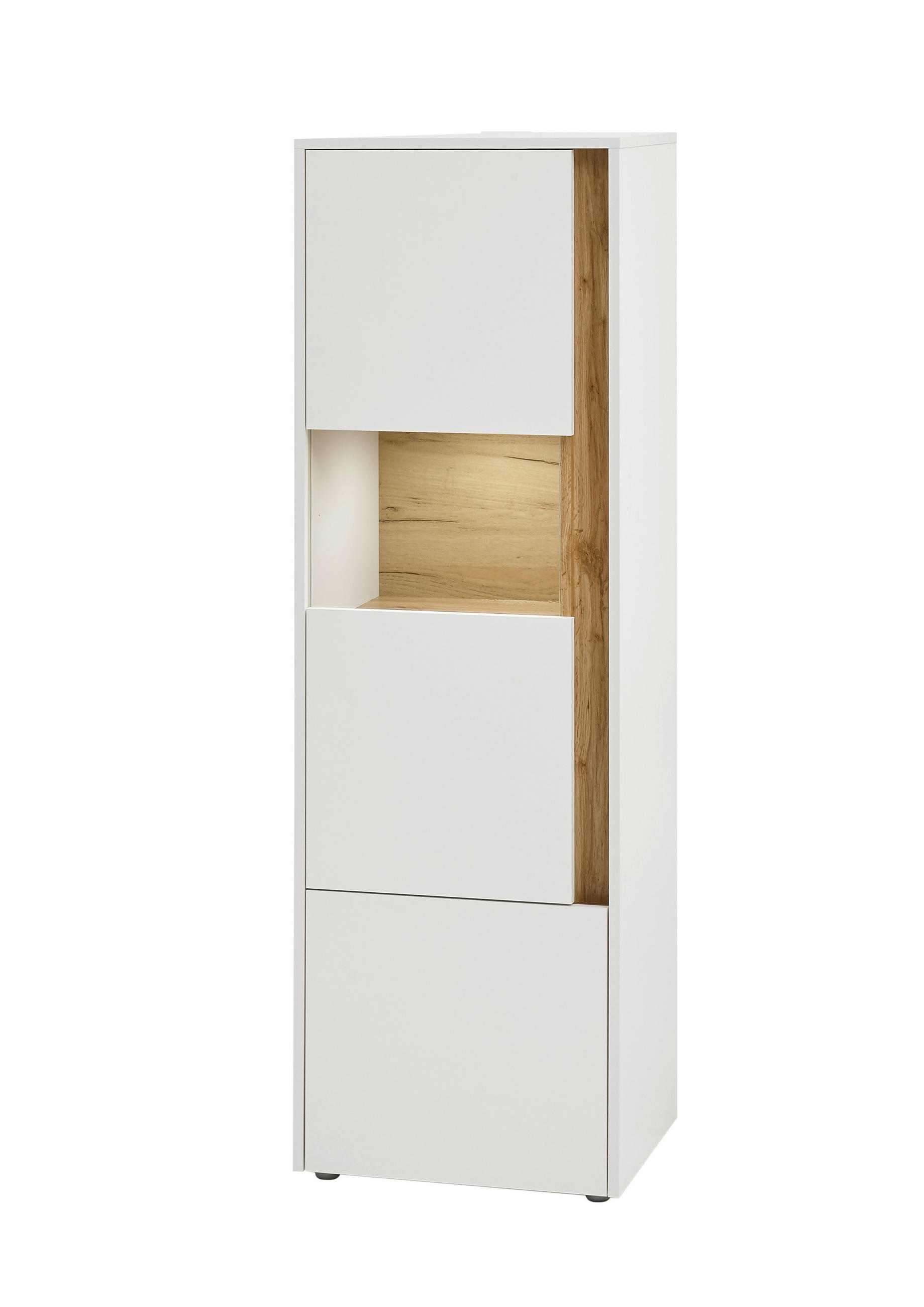 VITRINE  in Weiß, Eiche Wotan  - Eiche Wotan/Schwarz, Design, Holzwerkstoff/Kunststoff (50/157/40cm) - Modante