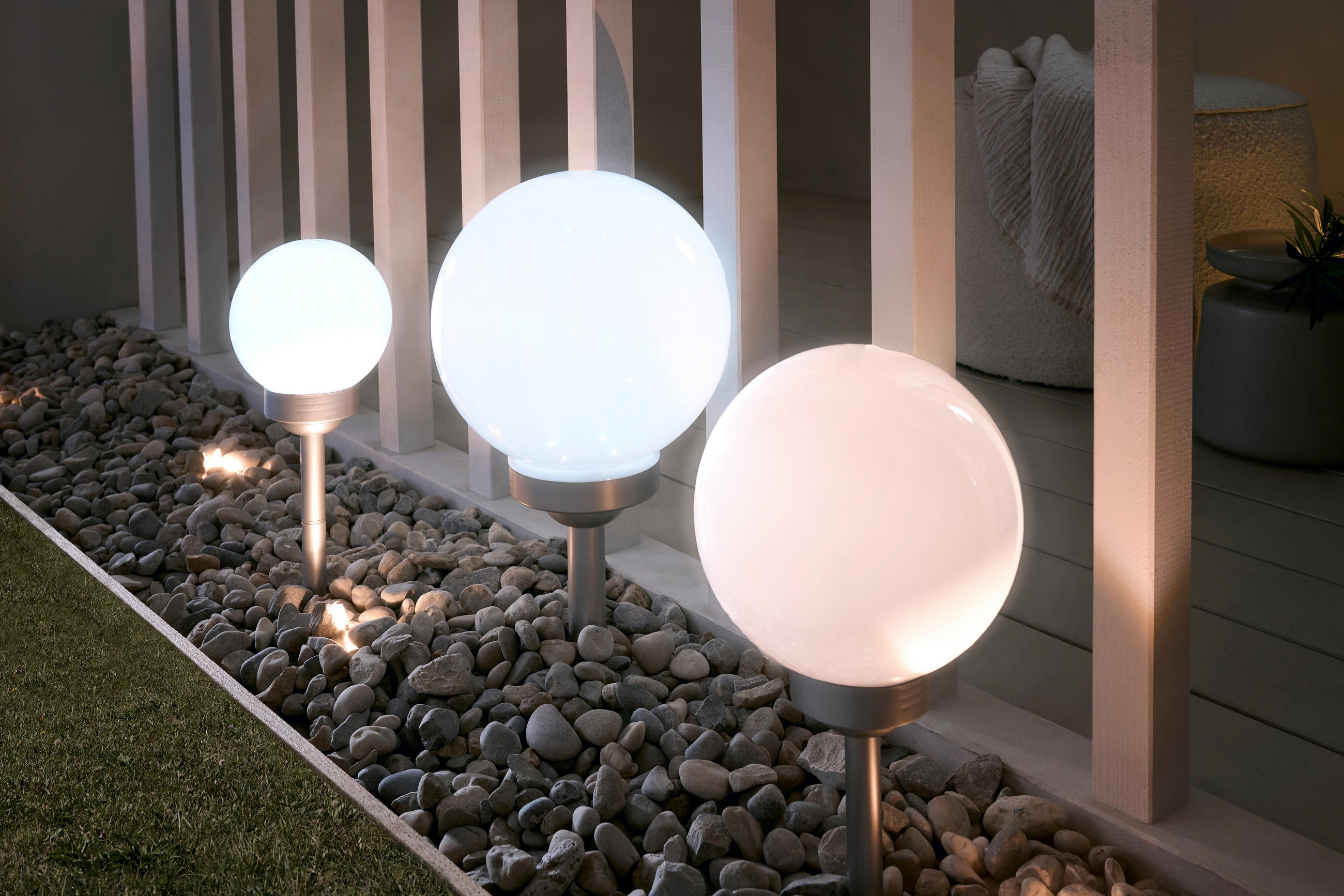 SOLARLEUCHTENSET 43/10 cm  3-teilig  - Silberfarben/Weiß, Basics, Kunststoff (43/10cm) - Ambia Garden