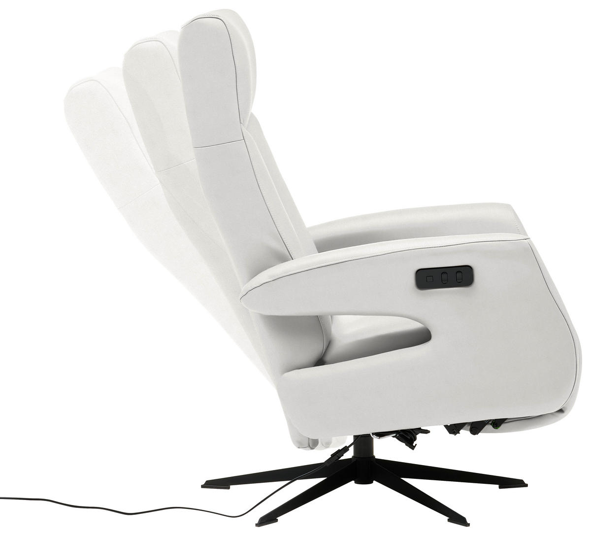 RELAXSESSEL in Leder Weiß  - Schwarz/Weiß, Design, Leder/Metall (74/105/82cm) - Welnova
