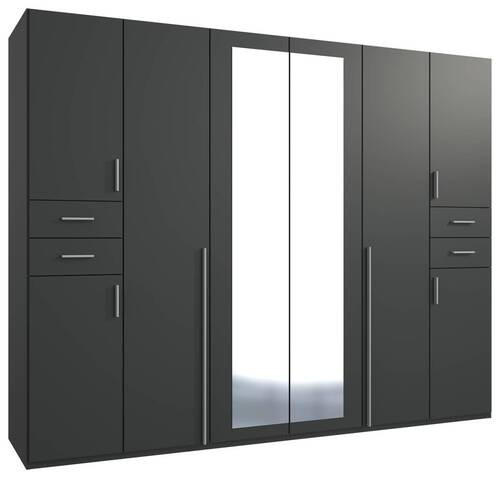 DREHTÜRENSCHRANK 270/208/58 cm 8-türig Graphitfarben  - Silberfarben/Graphitfarben, Basics, Holzwerkstoff (270/208/58cm) - MID.YOU