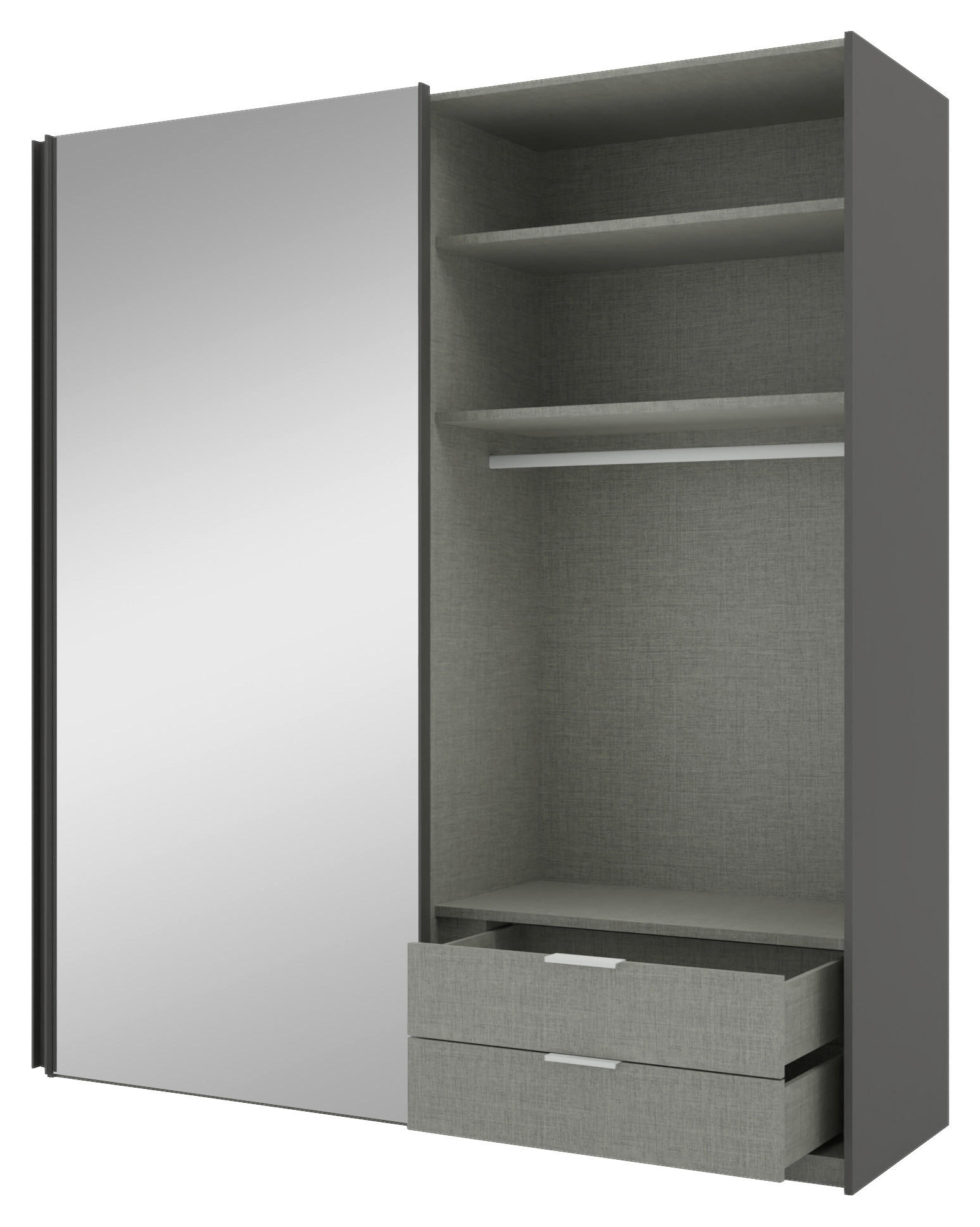 SCHWEBETÜRENSCHRANK 200/223/69 cm 2-türig Anthrazit  - Anthrazit/Grau, KONVENTIONELL, Glas/Holzwerkstoff (200/223/69cm) - Novel