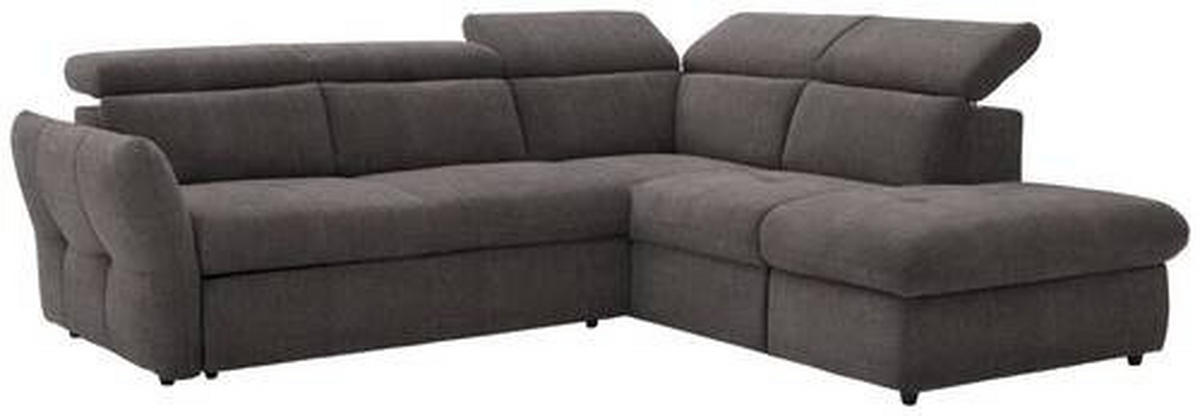 ECKSOFA in Velours Grau  254/224 cm  - Schwarz/Grau, Design, Kunststoff/Textil (254/224cm) - Stylife