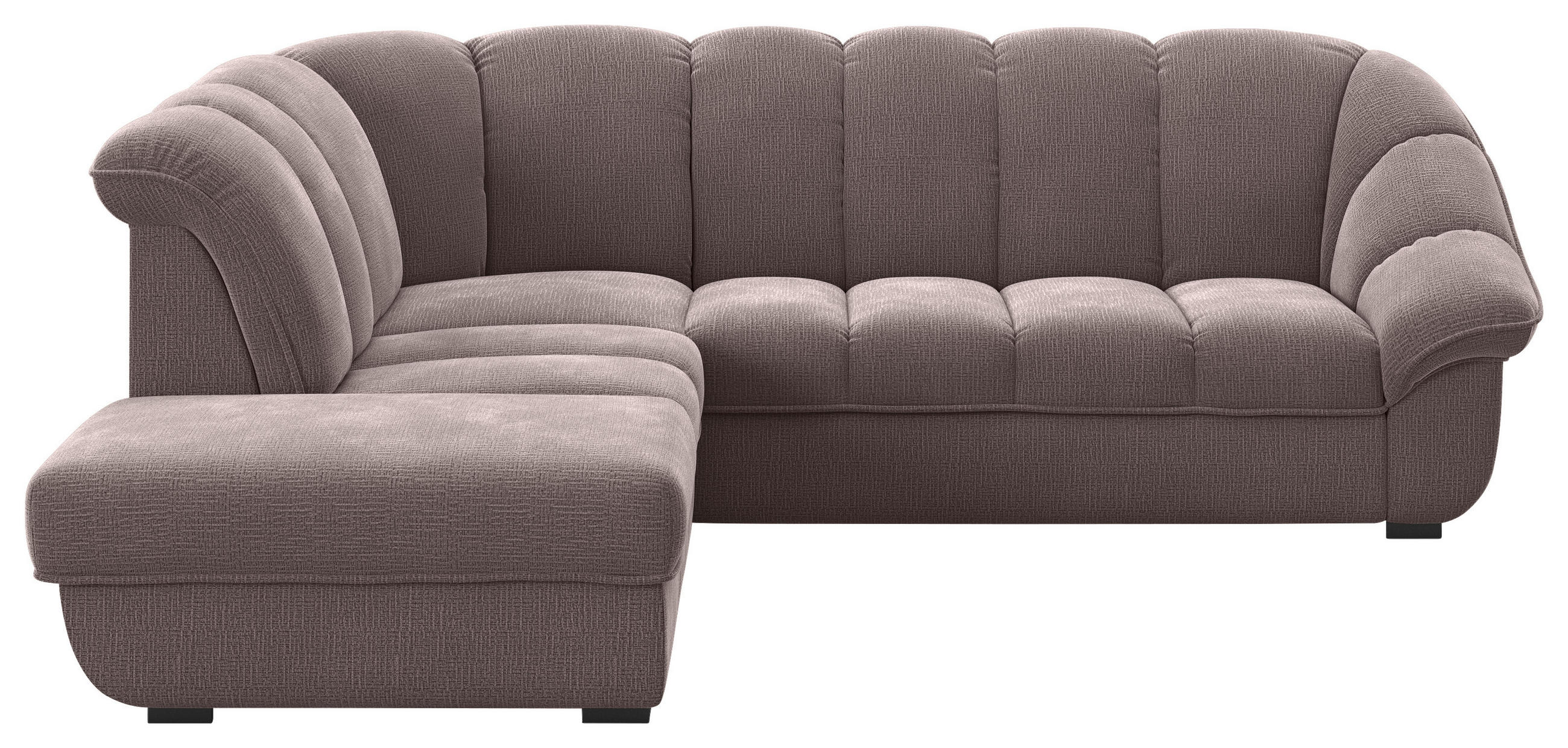 ECKSOFA Braun Chenille Bettkasten, Schlaffunktion, Rücken echt  - Schwarz/Braun, KONVENTIONELL, Kunststoff/Textil (222/260cm) - Welnova