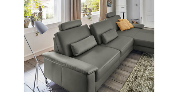 ECKSOFA in Echtleder Grau  - Schwarz/Grau, Design, Leder/Metall (334/176cm) - Dieter Knoll