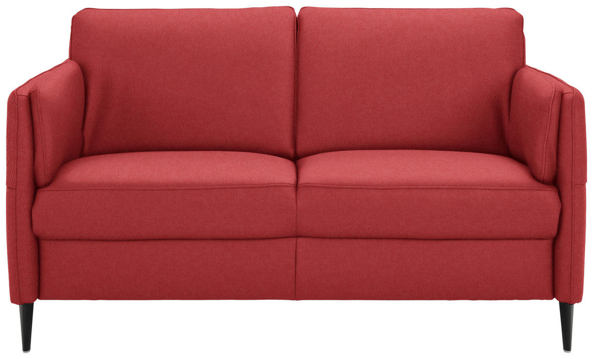 2,5-SITZER in Echtleder Rot  - Rot/Schwarz, Design, Leder/Metall (164/84/99cm) - Dieter Knoll