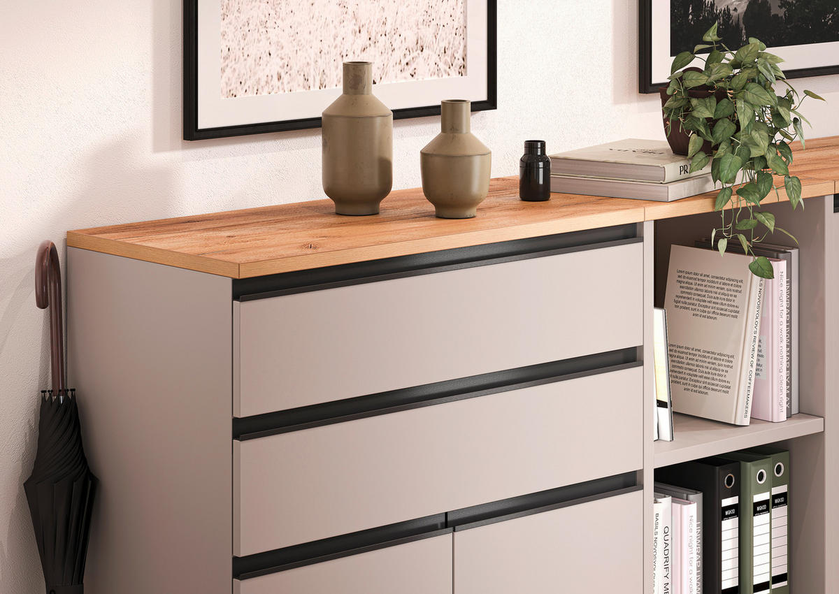 AKTENSCHRANK 80/120/40 cm  - Eichefarben/Grau, Modern, Holzwerkstoff (80/120/40cm) - Novel