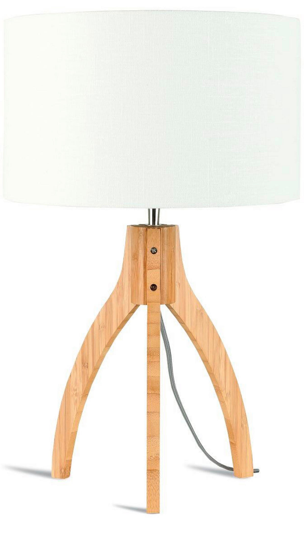 STOLNÁ LAMPA, nástenný stmievač, 36/54 cm  - biela/prírodná farba, Trend, drevo/textil (36/54cm) - Good & Mojo