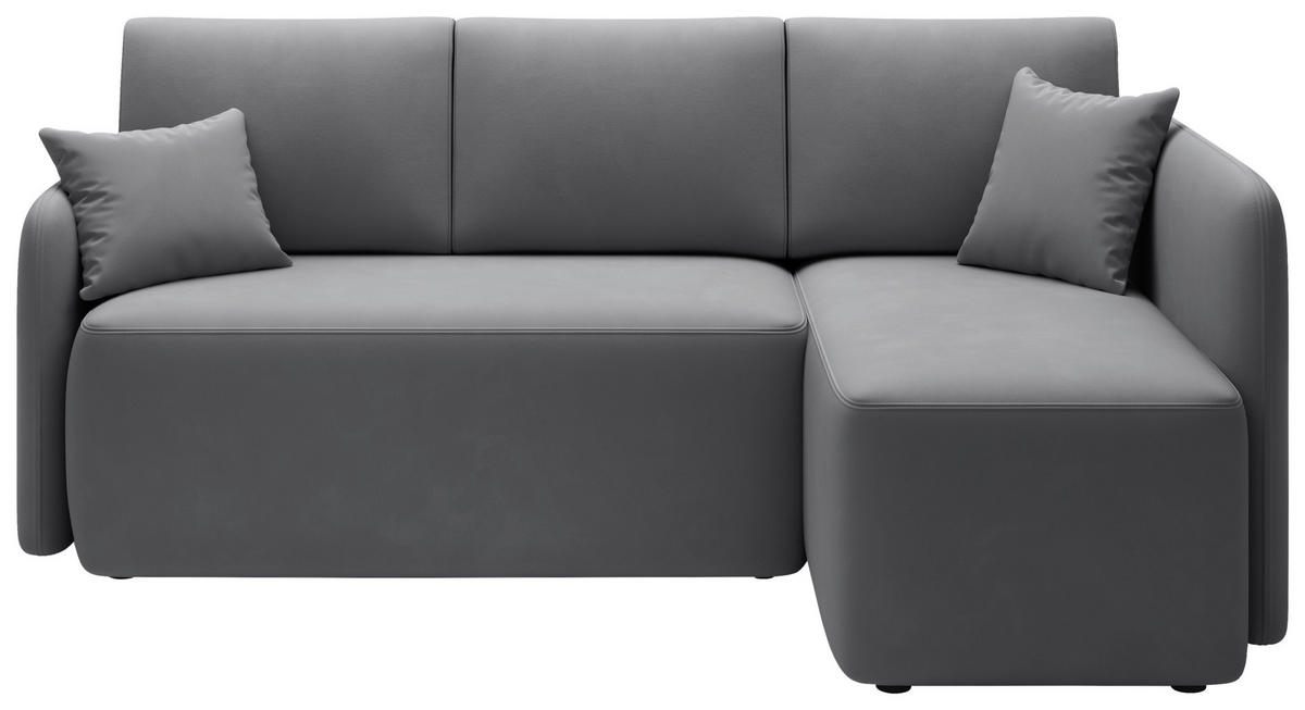 ECKSOFA Plüsch Grau  - Schwarz/Grau, Design, Kunststoff/Textil (206/150cm) - P & B