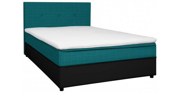 BOXBETT 120/200 cm in Schwarz, Türkis - Türkis/Schwarz, KONVENTIONELL, Holz/Textil (120/200cm) - Carryhome