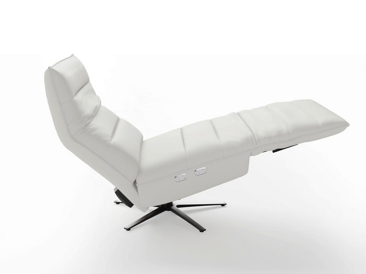 RELAXSESSEL in Leder Weiß  - Schwarz/Weiß, Basics, Leder/Metall (80/109/98cm) - Sit & More