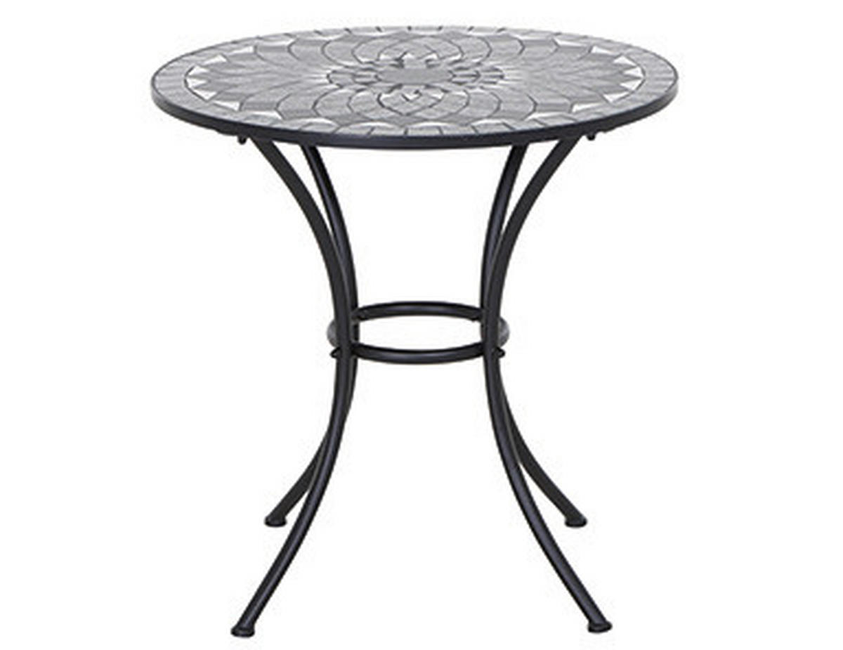 GARTENTISCH 60/60/71 cm Metall, Keramik rund  - Schwarz, KONVENTIONELL, Keramik/Metall (60/60/71cm) - Siena Garden
