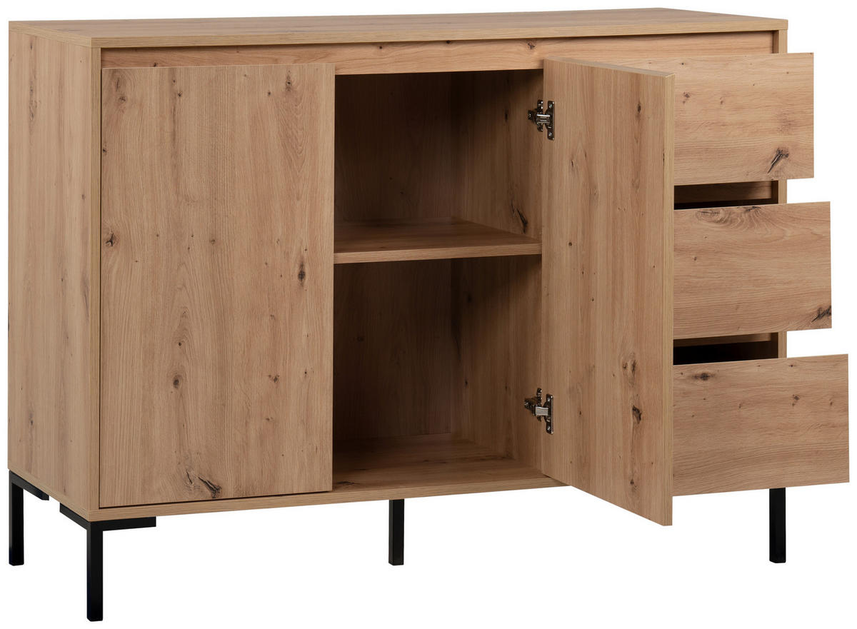 KOMMODE  in 120/87/40 cm  - Schwarz/Eiche Artisan, Design, Holzwerkstoff/Metall (120/87/40cm) - MID.YOU