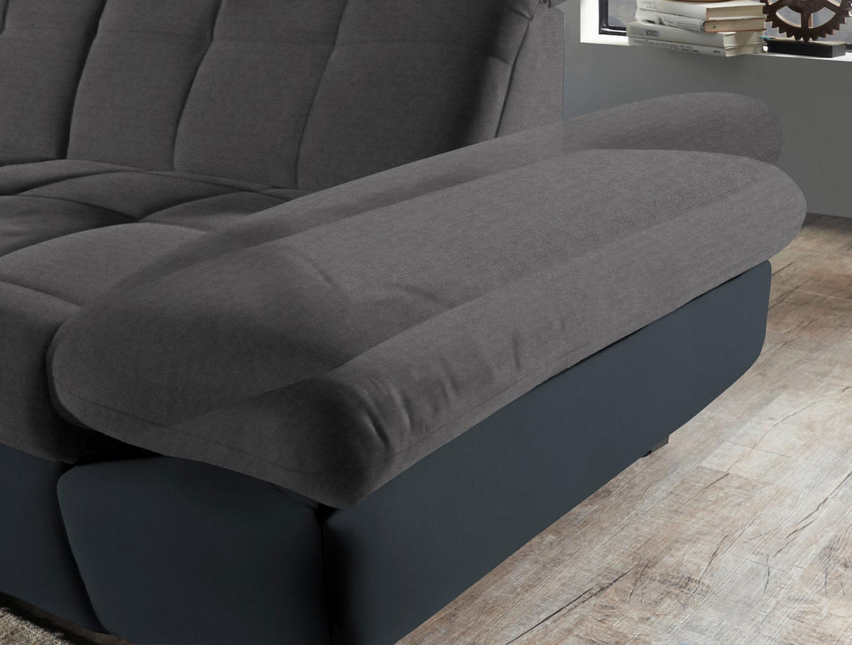 ECKSOFA in Mikrofaser Grau  - Schwarz/Grau, Design, Textil/Metall (341/204cm) - Xora