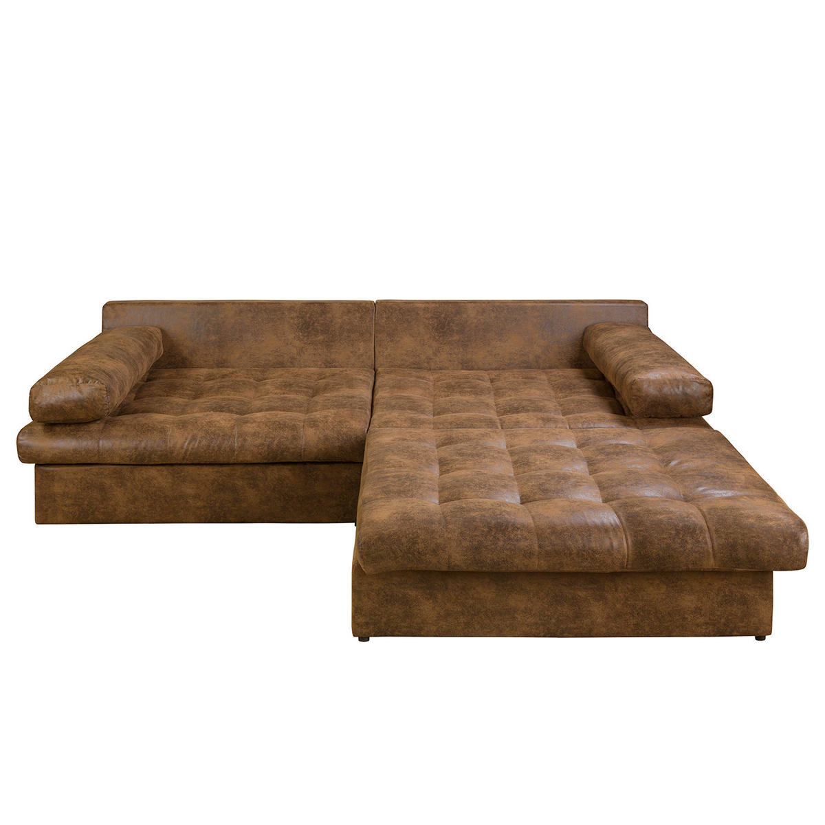 ECKSOFA Naomi in Lederlook Braun Rückenkissen  284/243 cm  - Schwarz/Braun, Design, Kunststoff/Textil (284/243cm) - P & B
