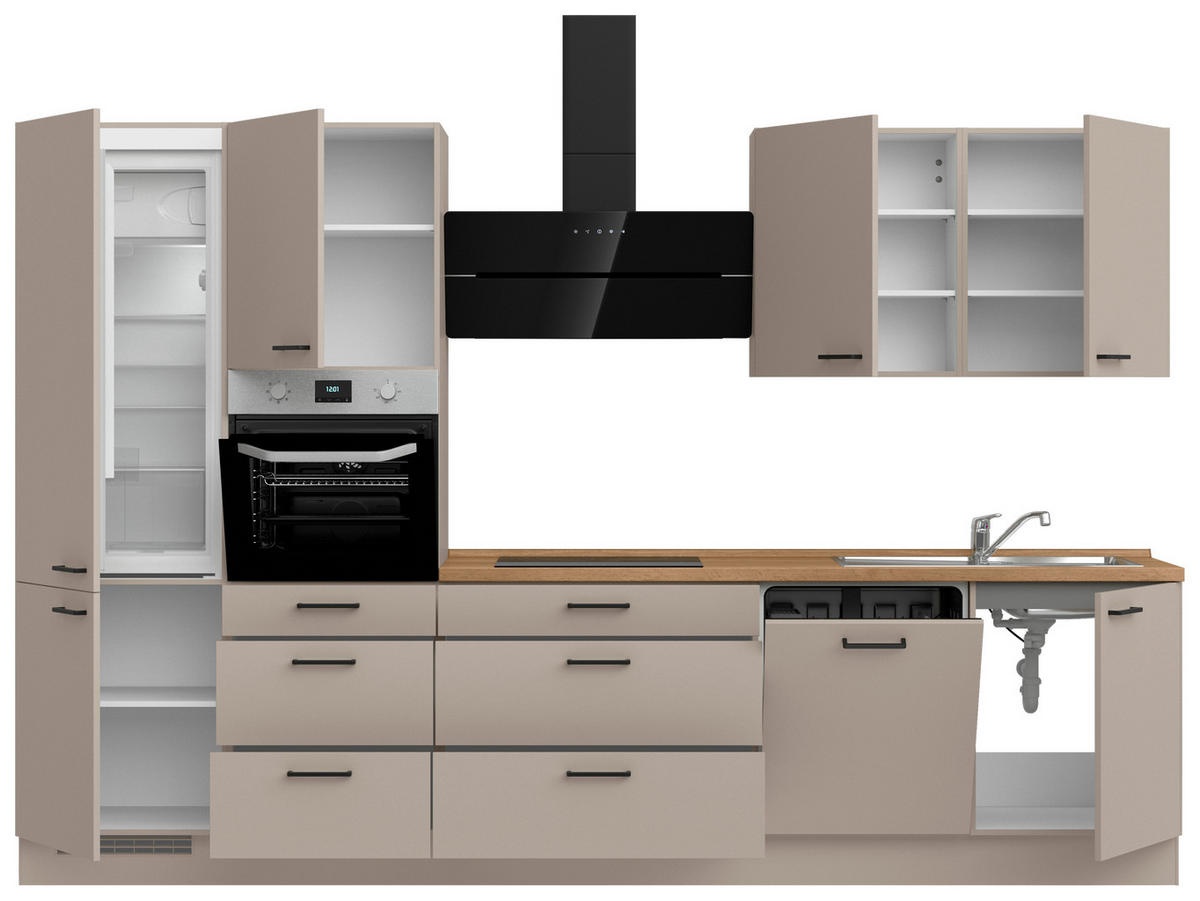 KÜCHENLEERBLOCK 330 cm   in Eichefarben, Sandfarben  - Sandfarben/Eichefarben, MODERN, Holzwerkstoff/Metall (330cm) - Nobilia