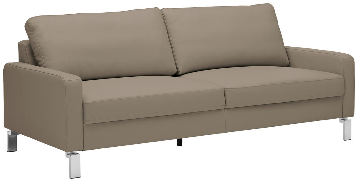 KÉTÜLÉSES KANAPÉ bőr taupe  - krómszínű/taupe, Design, bőr/fém (184/81/97cm) - Pure Home Lifestyle