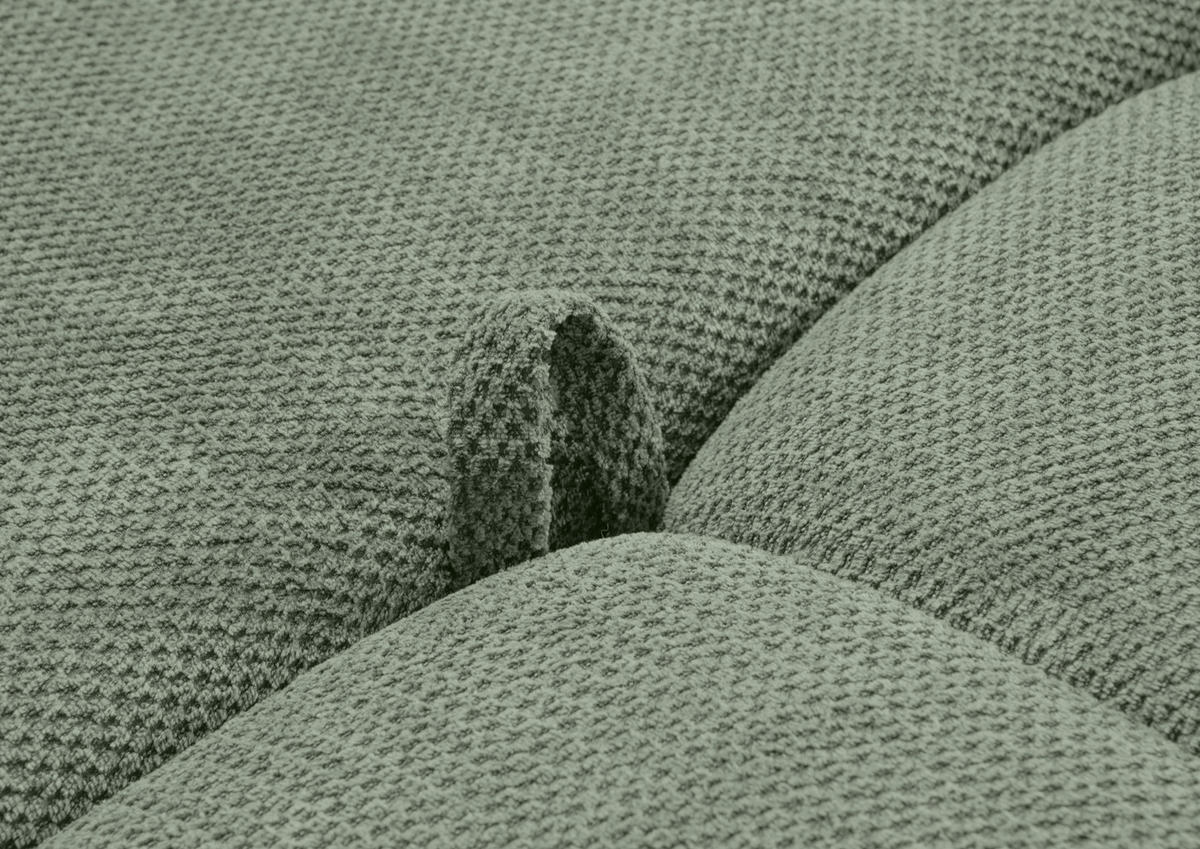 ECKSOFA Salbeigrün Plüsch Zierkissen, Rückenkissen, Bettkasten, Schlaffunktion, Rücken echt, Liegefläche im Originalstoff  - Salbeigrün/Schwarz, KONVENTIONELL, Kunststoff/Textil (253/192cm) - Carryhome
