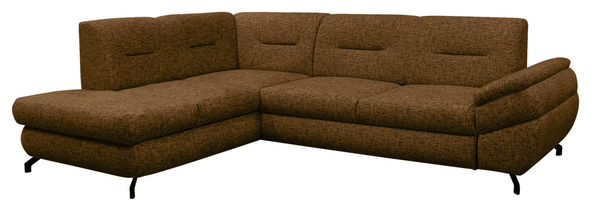ECKSOFA Braun Struktur, Plüsch  - Schwarz/Braun, Design, Textil/Metall (201/274cm) - MID.YOU