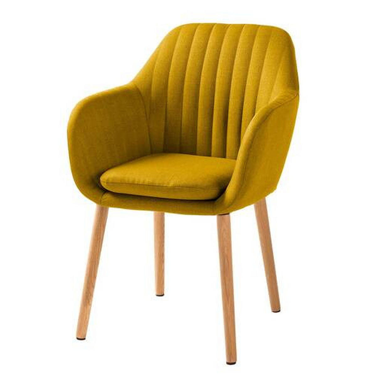 ARMLEHNSTUHL in Holz, Textil Eichefarben, Currygelb  - Currygelb/Eichefarben, MODERN, Holz/Textil (57/83/61cm) - home24