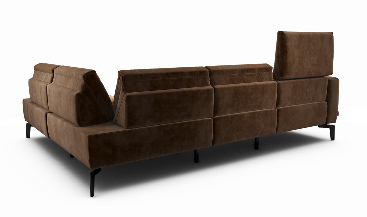 ECKSOFA Cosy Braun Samt  - Schwarz/Braun, Design, Textil/Metall (256/193cm) - SENSOO