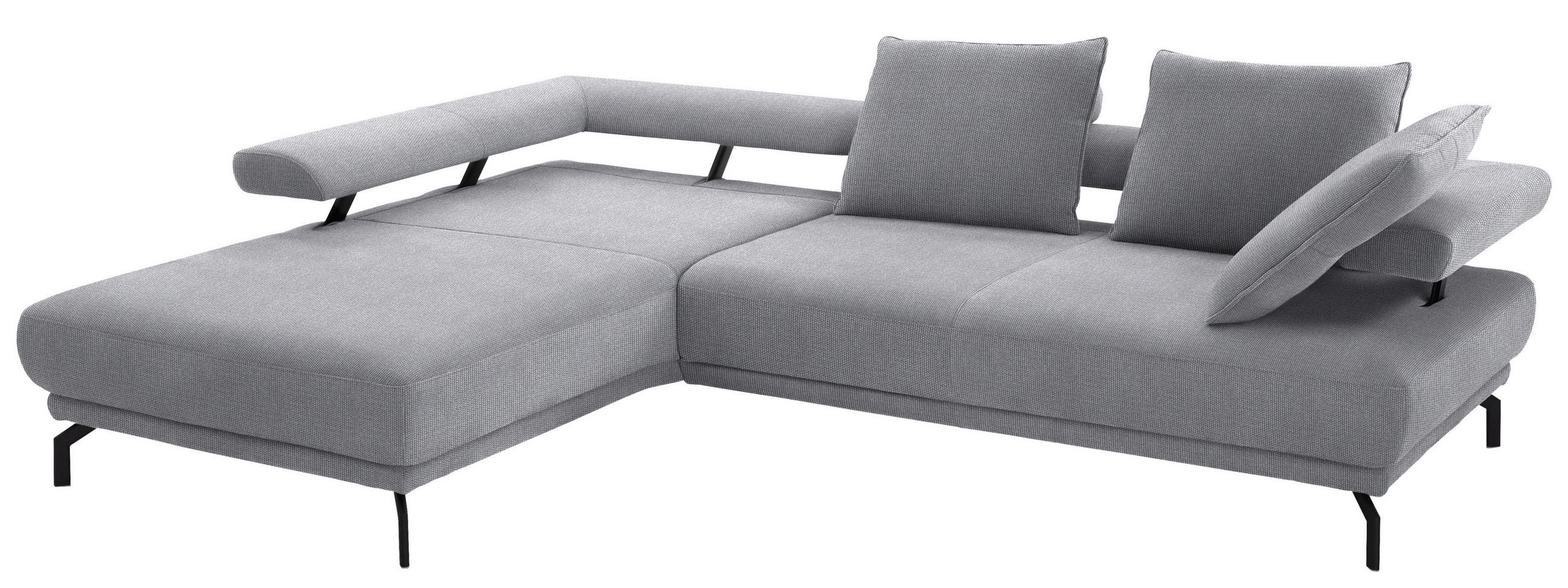 ECKSOFA in Chenille Grau  - Schwarz/Grau, Design, Textil/Metall (224/305cm) - Dieter Knoll