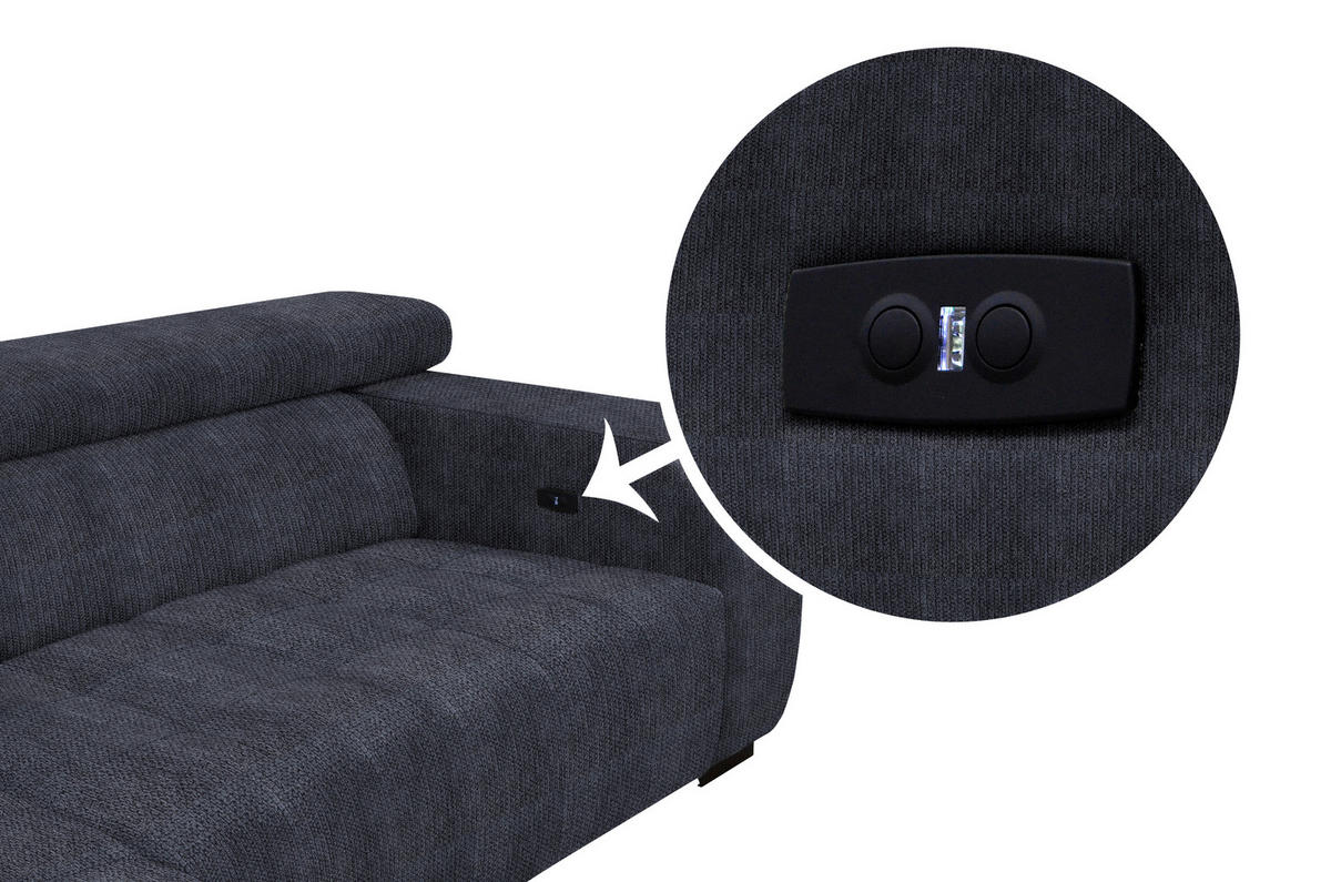 ECKSOFA in Webstoff Dunkelgrau  - Dunkelgrau/Schwarz, Konventionell, Textil/Metall (182/279cm) - Hom`in