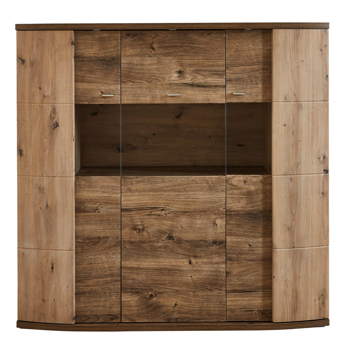 HIGHBOARD  in 144/140/42 cm  - Eichefarben/Eiche Artisan, Design, Glas/Holzwerkstoff (144/140/42cm) - Xora