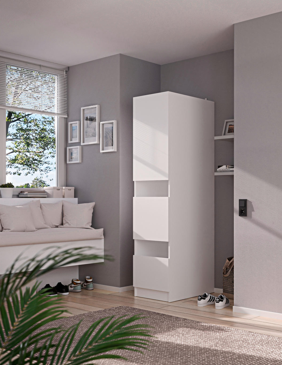 MEHRZWECKSCHRANK 50/200/68 cm  in Weiß  - Schwarz/Weiß, Design, Holzwerkstoff/Metall (50/200/68cm) - Milino