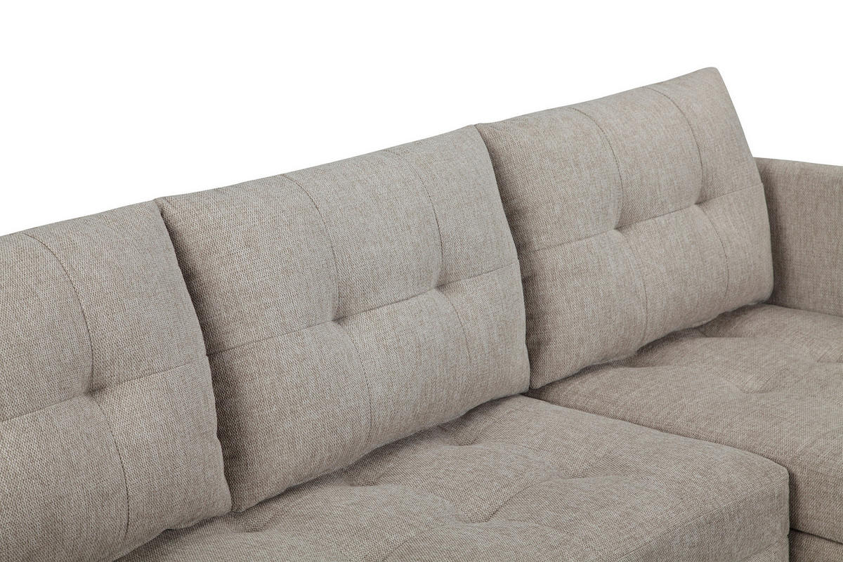 ECKSOFA SOLIN Beige Webstoff Rückenkissen, Bettkasten  - Beige/Braun, Design, Holz/Textil (188/79/123cm) - P & B