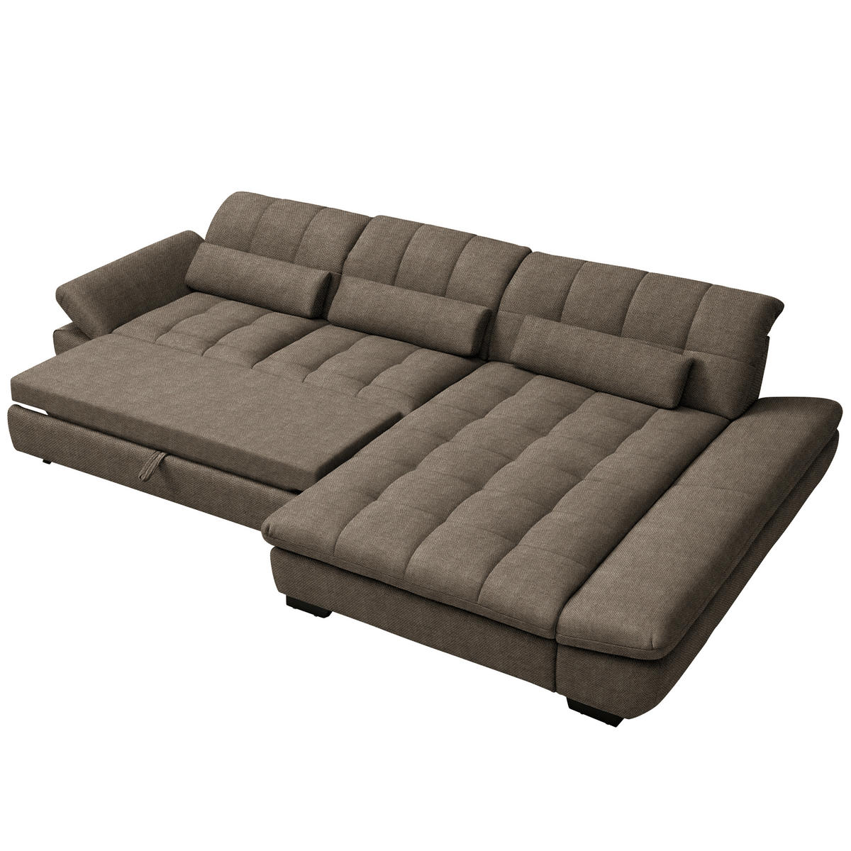 ECKSOFA  in Flachgewebe Braun  341/204 cm  - Schwarz/Braun, Design, Textil/Metall (341/204cm) - Xora