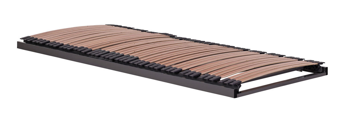 LATTENROST 100/200 cm Kopfteil, Fußteil, Mittelzone verstellbar, Birke  - Graphitfarben/Naturfarben, MODERN, Holz/Metall (100/200cm) - Sembella