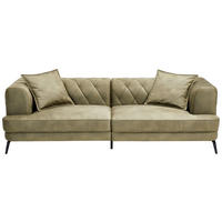 CHESTERFIELD-SOFA in Samt Olivgrün  - Schwarz/Olivgrün, Konventionell, Textil/Metall (247/76/105cm) - Ambia Home