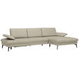 ECKSOFA in Echtleder Ecru  - Ecru/Schwarz, Design, Leder/Metall (325/157cm) - Dieter Knoll