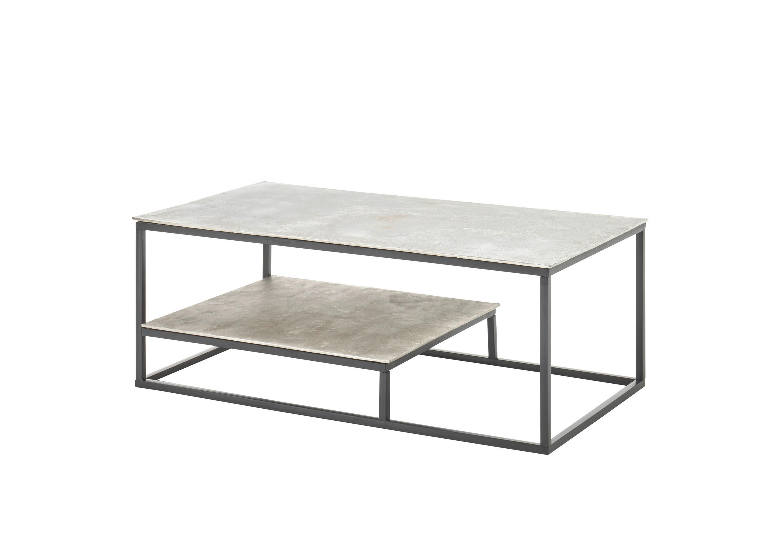 COUCHTISCH in Metall 111/60/42 cm  - Schwarz/Alufarben, KONVENTIONELL, Metall (111/60/42cm) - MID.YOU
