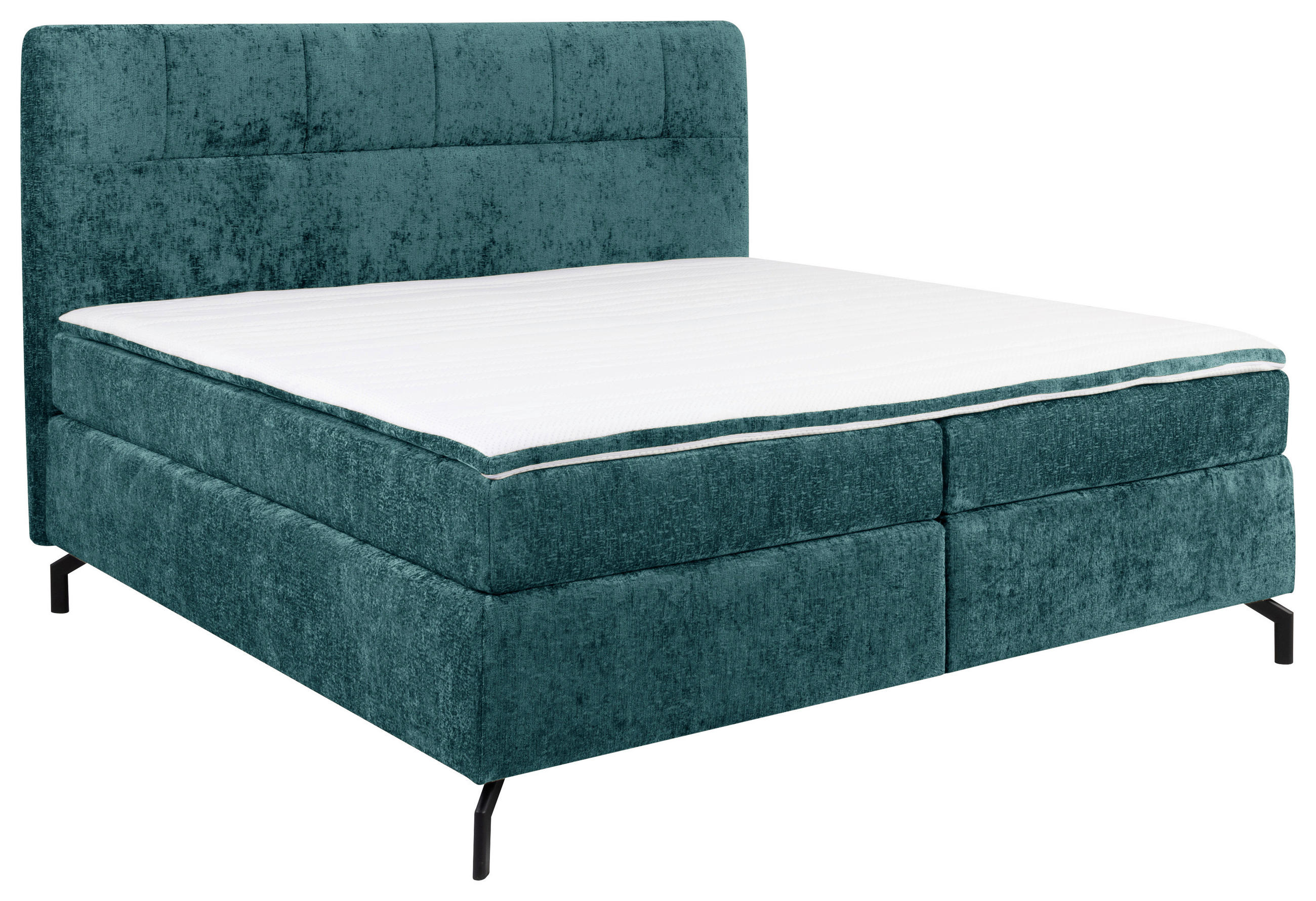 BOXSPRINGBETT 160/200 cm  in Petrol  - Petrol/Schwarz, Design, Textil/Metall (160/200cm) - Esposa