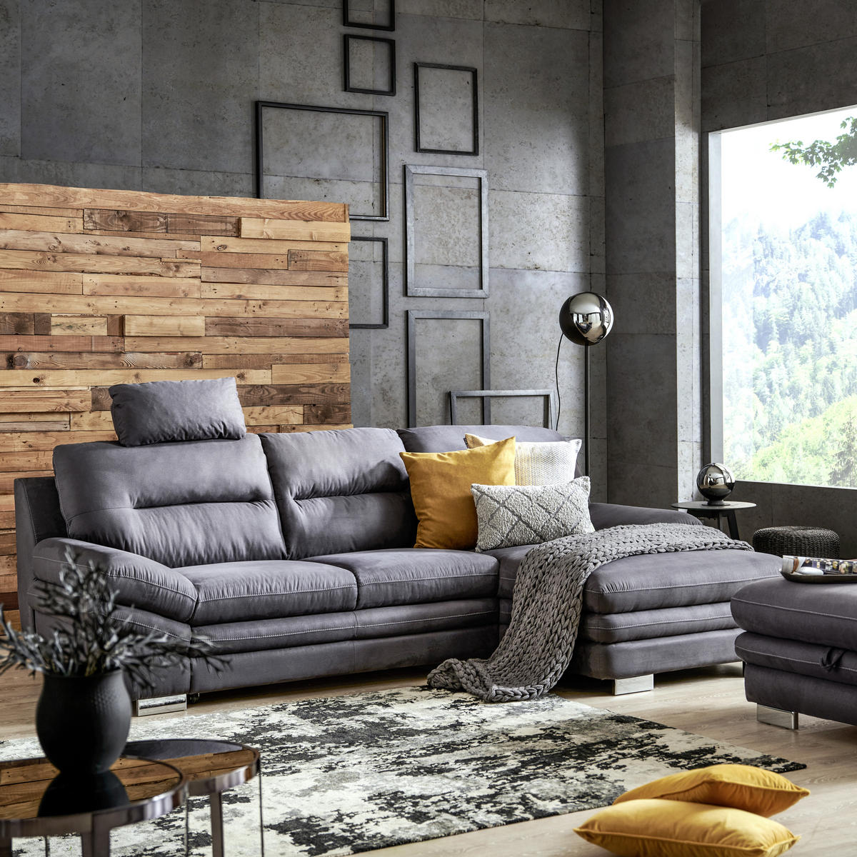 ECKSOFA Anthrazit Mikrofaser  - Chromfarben/Anthrazit, Design, Textil (166/270cm) - Stylife