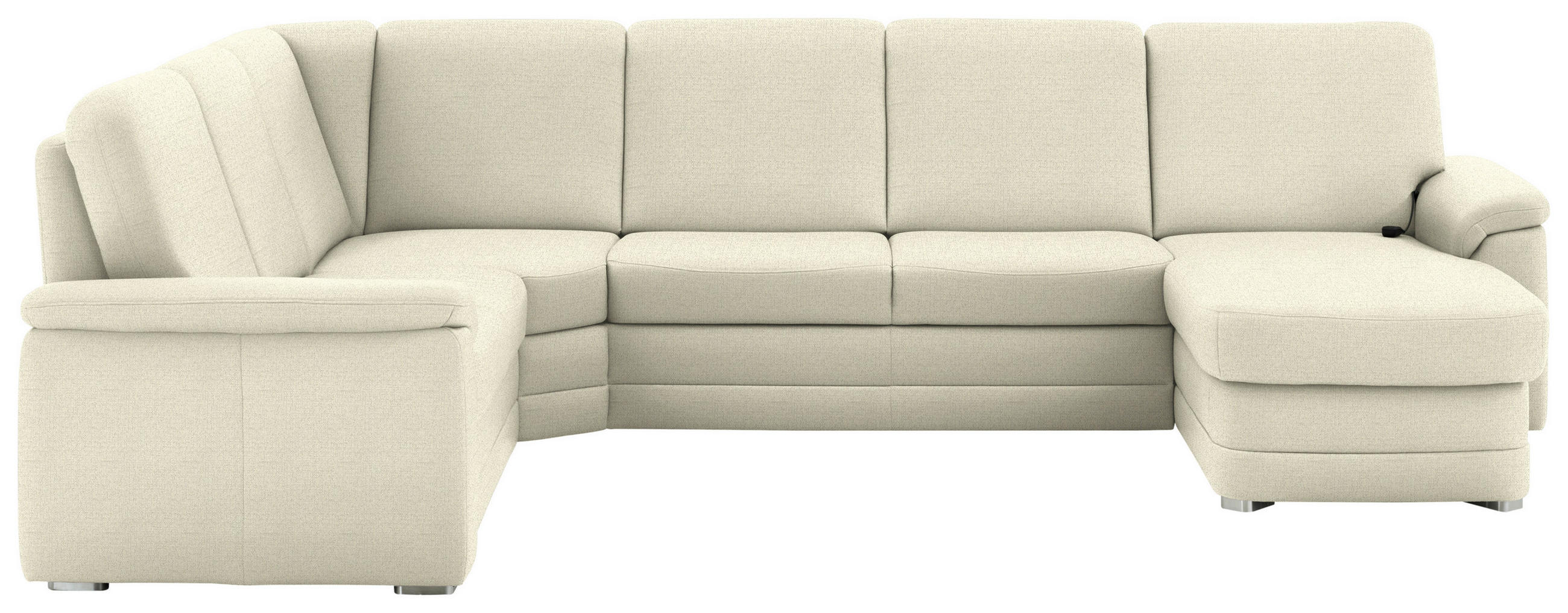 WOHNLANDSCHAFT Chenille Beige  - Beige/Alufarben, Konventionell, Holz/Textil (235/329/160cm) - Beldomo Comfort